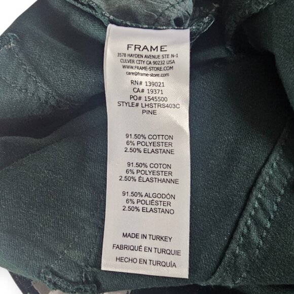 FRAME Le High Straight Coated Jeans Pine Green Denim Size 29 - Picture 9 of 10